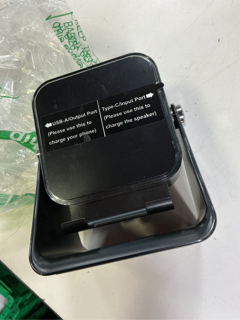 Condition photo showing Good Condition for wireless induction speaker 5-in-1 bluetooth speaker with phone stand,stereo sound, 3500mah rechargeable, 8 rgb ambient light, 360° adjustable holder for iphone/android/ipad,gifts for men women (black)