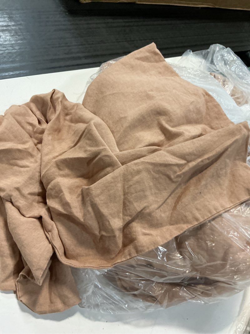 Condition photo showing As Is for european linen deluxe bedding bundle, king, desert sunset