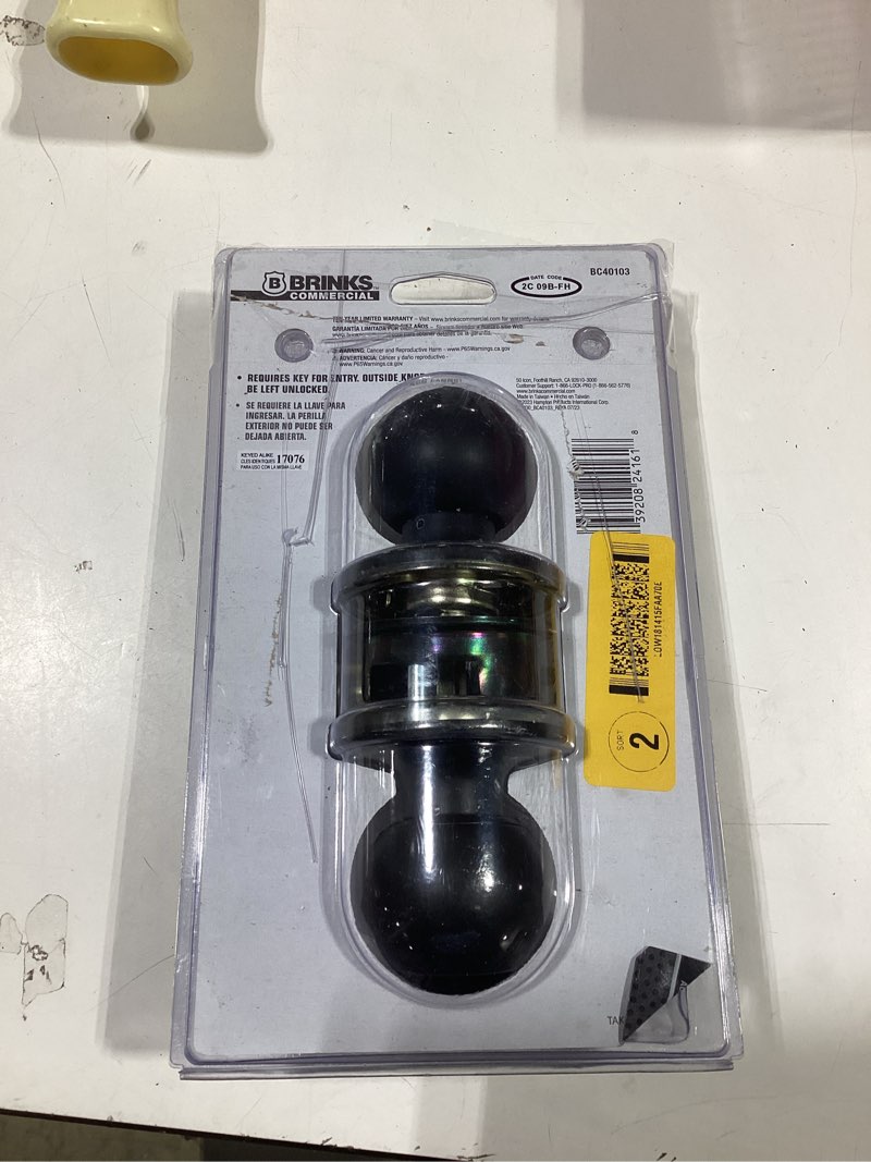 Condition photo showing New/Like New for BRINKS COMMERCIAL Light Duty Commercial Knob Matte Black Interior or Exterior Hall/Closet
