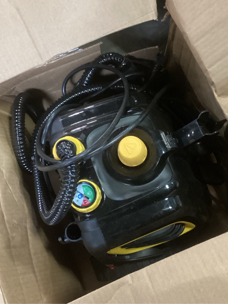 Condition photo showing As Is for mcculloch mc1385 deluxe canister steam cleaner, 2-hour runtime, chemical-free, 23 accessories: mop head, brushes & more - built for home, tile, carpet, furniture, & personal car detailing