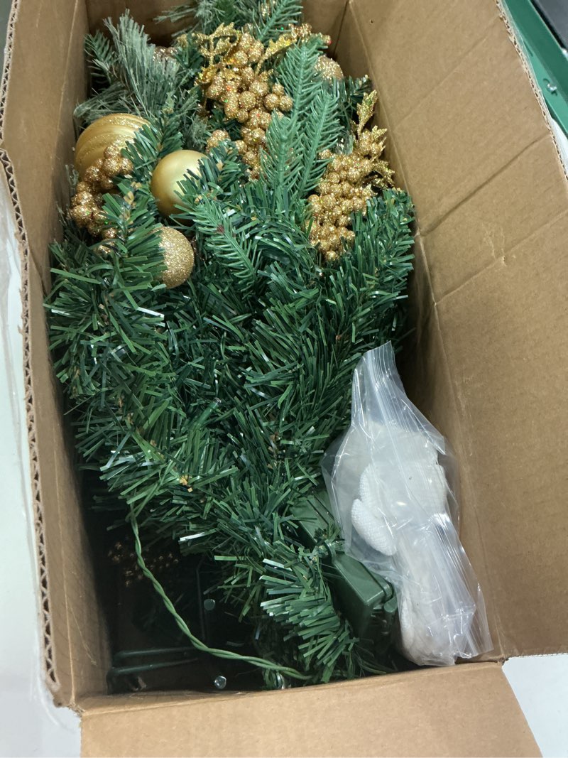 Condition photo showing Good Condition for 2 Pack Prelit Outdoor Christmas Tree 30 Inch, Remote Control Battery Operated with 100 Warm White Multi-Color Changing LED Lights, Small Pre-Decorated Green Xmas Tree for Pathway, Porch Gold 2ft 6in