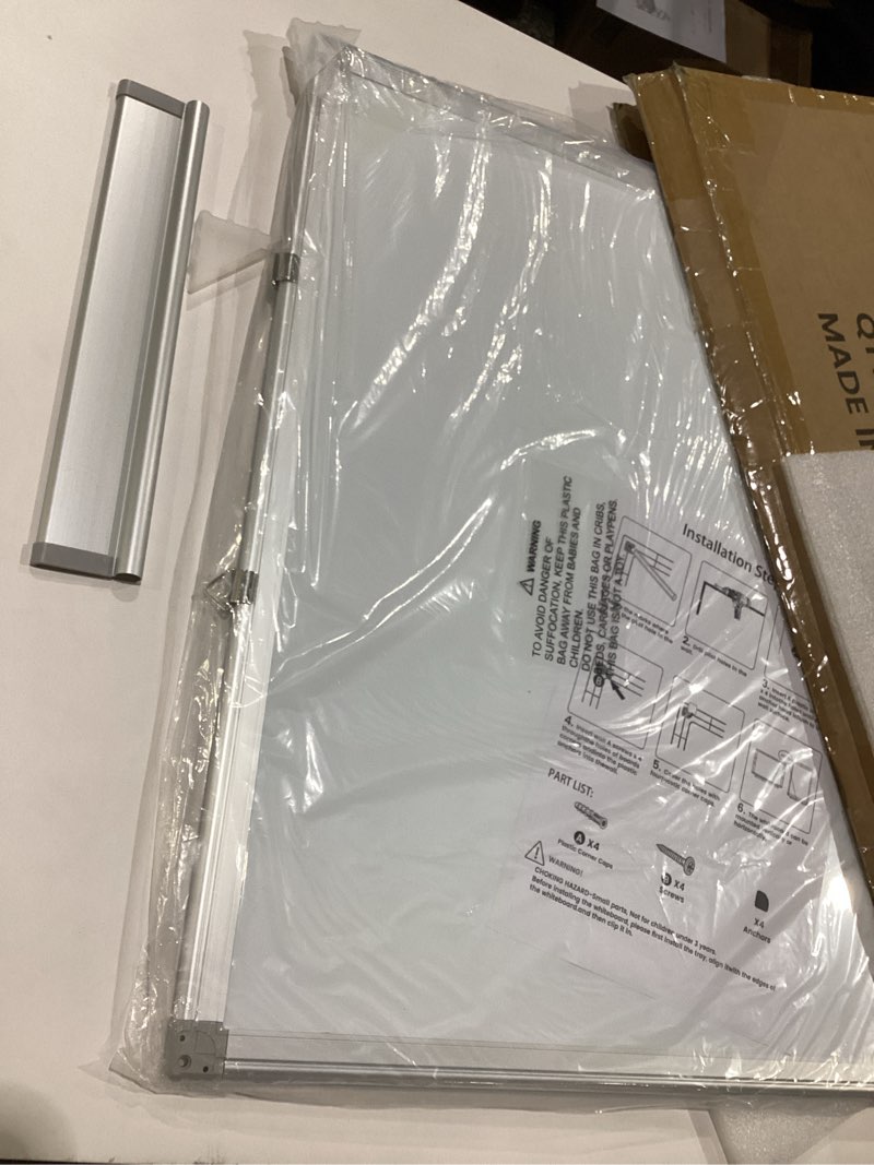 Condition photo showing New/Like New for H-Qprobd Dry Erase Board for Wall 60\"x40\" Aluminum Presentation Magnetic Whiteboard with Long Pen Tray, Wall-Mounted White Board for School, Office and Home 60\"x40\" White(1pcs), SIMILAR TO STOCK PHOTO 