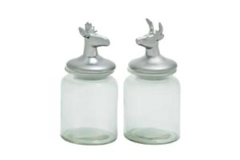 Decorative Jars, 2 Assorted 4"W, 9"H