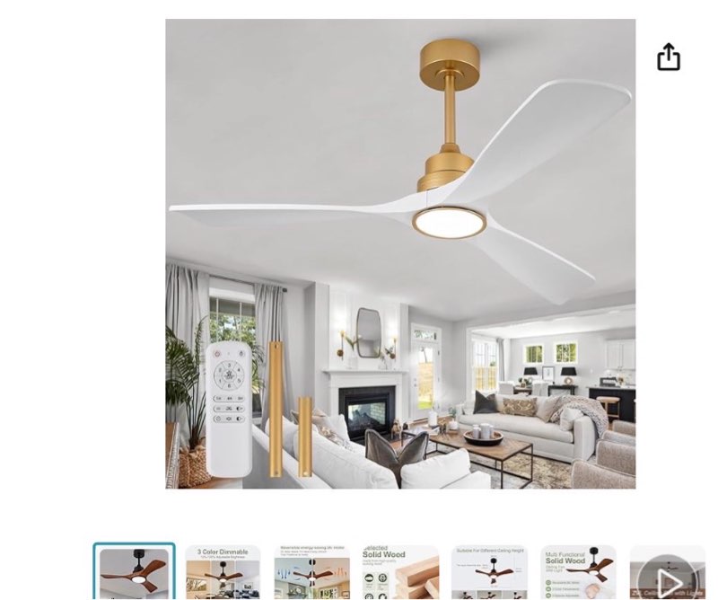 addlon Ceiling Fans with Lights, 52 inch Low Profile Ceiling Fan with Light and Remote Control, Flus