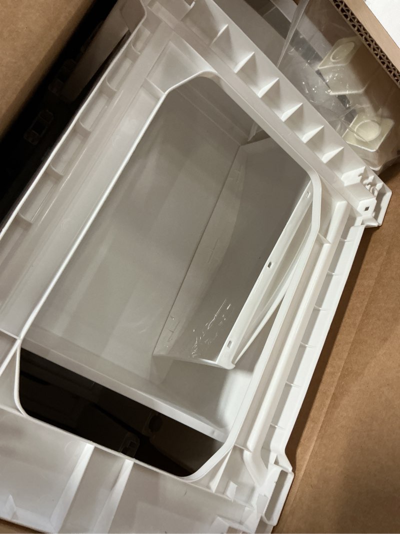 Condition photo showing Good Condition for iris usa plastic drawer storage organizer, 4-drawers, for classroom art supplies bathroom dorm bedroom laundry room, slim narrow, white frame with matte white front panels narrow white