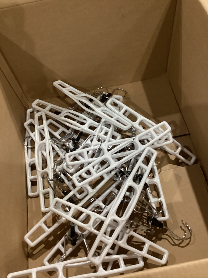 Condition photo showing Good Condition for AMKUFO 20 Pack Pants-Hangers Skirt-Hangers, Plastic Pant-Hangers-for-Women Men, Pants-Hangers-Space-Saving, Clamp Hangers-for-Pants Jeans Shorts Tie Belt