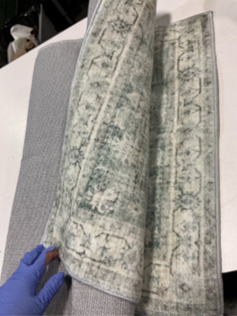 Condition photo showing Good Condition for livebox washable 2x6 runner rug for bathroom, non slip kitchen mats for floor entryway, boho indoor front door mat low-pile runners for hallways, farmhouse rugs for laundry, sage green 2'x6' sage green