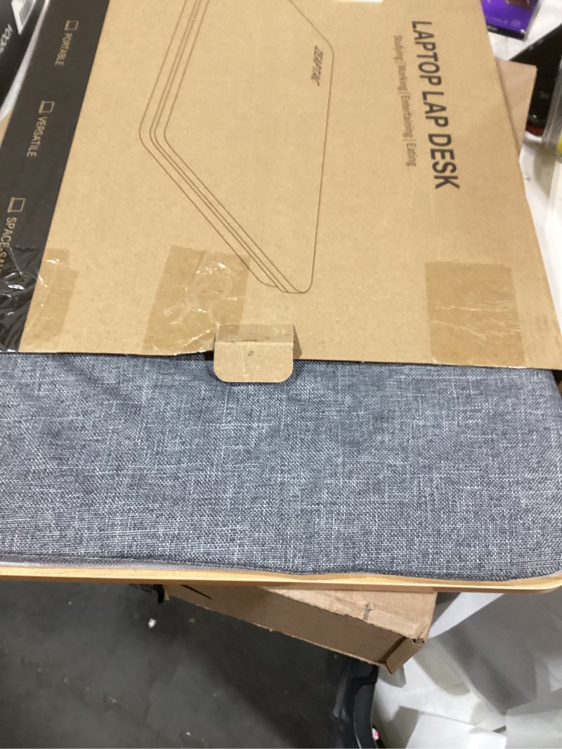 Condition photo showing Good Condition for Portable Lap Laptop Desk with Pillow Cushion, Fits up to 15.6 inch Laptop, Lap Stand for Bed & Couch & Carpet, Book Tablet/Drawing Board/Computer Laptop Stand - Light Brown Wood