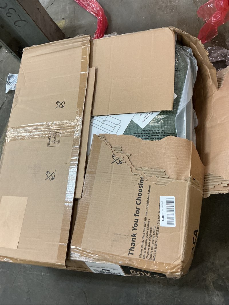 Condition photo showing As Is for (incomplete) marsail 89\" couch, 3-seater modern sofa with deep seats, comfy upholstered linen sofas for living room, apartment, green green 3 seater-89 inches