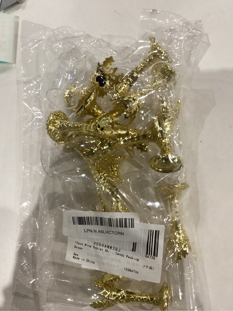 Condition photo showing Good Condition for ciieeo gold mini goblet candy boxes 12pcs reusable wine glass shaped party favor containers for wedding baby shower birthday celebrations 0 ounces