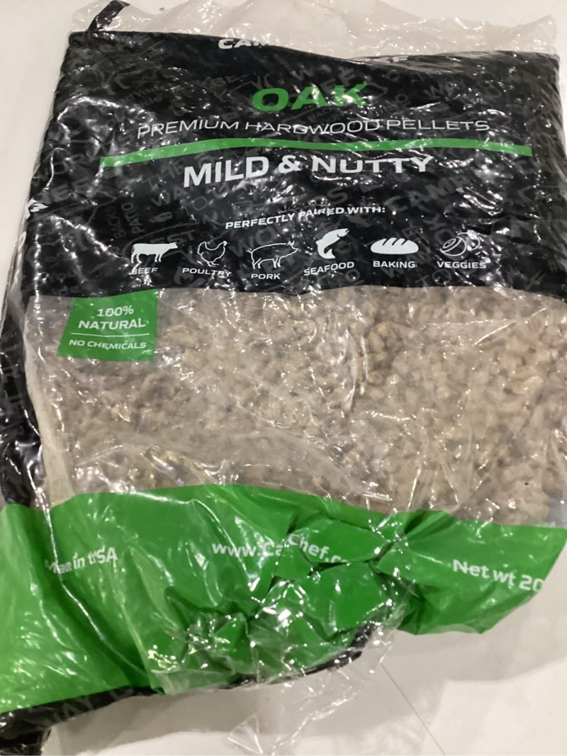 Condition photo showing As Is for camp chef premium food grade hardwood oak pellets - 20lb bag, plok