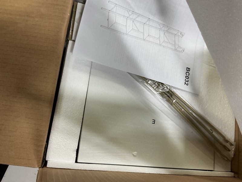 Condition photo showing Good Condition for Ladder Shelf, Bookshelf Bookcase, Freestanding Corner Storage Shelve with 2 Hooks for Home Office, Living Room, Kitchen, Bedroom, Industrial, 11.8" D x 13.4" W x 63" H, White Gold BC03213G