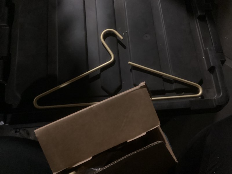 Condition photo showing Good Condition for amber home 20 pack premium matte gold aluminum coat hangers, 16.5” extra smooth & durable metal shirt dress hanger, light & sturdy metal rack for jacket trouser pant slack