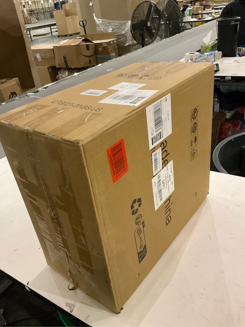 Condition photo showing As Is for Narrow Nightstand, Solid Wood Night Stand for Small Spaces, Couch, Gray Color 7.87in Wide Leather+wood-gray wide 7.87 inches