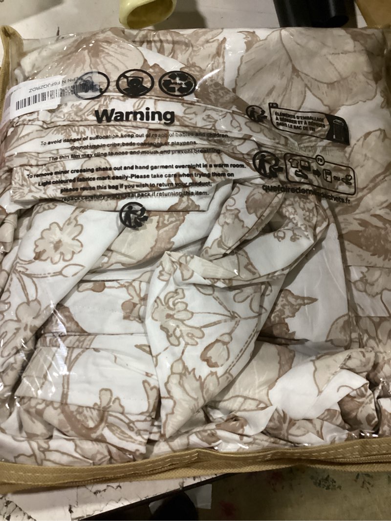 Condition photo showing Good Condition for khaki floral duvet cover king size 100% cotton vintage botanical duvet cover set 3 pcs soft flower bedding set breathable and lightweight khaki king