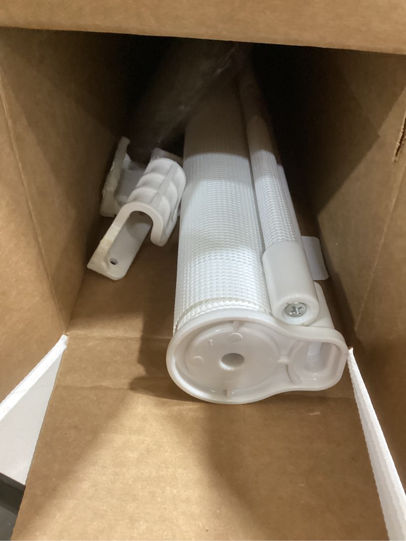 Condition photo showing As Is for Retractable Baby Gates for Doorways, Mesh Dog Gate for Stairs, Pet Gate Indoor, Extends to 55" Wide 33" Tall, Safety Toddlers Gates for Hallways, Indoor & Outdoor Use, White