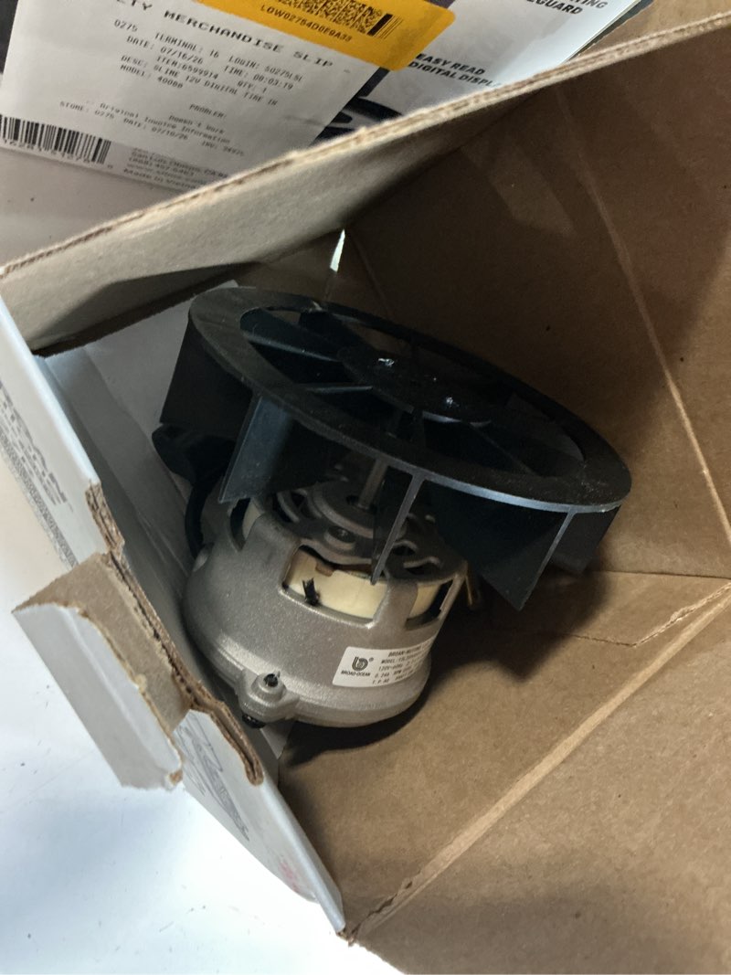 Condition photo showing As Is for broan-nutone 50 cfm fan motor & blower wheel