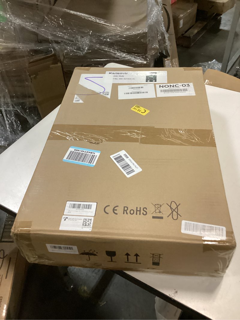 Condition photo showing New/Like New for Electric Cooktop 2 Burner, 110V Electric Stove Plug in, 2000W Cooktop Electric Knob Controls, 12 Inch Countertop & Built-In Portable Kitchen Cooktop, 9 Power Levels, Karienvir, Residual Heat Warnings 12 inch black knob
