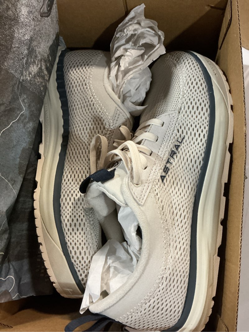 Condition photo showing New/Like New for size 6.5 astral crewer water shoes - lightweight, breathable men’s & women’s coastal boat shoe-inspired sneaker for casual wear, water sports, travel, & hiking 7.5 women/6.5 men neptune navy