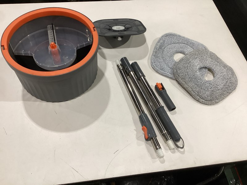 Condition photo showing As Is for chabatree mop and bucket set?spin mop and bucket set with separate dirty and clean water?6 replaceable mop pads?deep-cleaning mops for floors, versatile mops for walls mop set with 6 pads