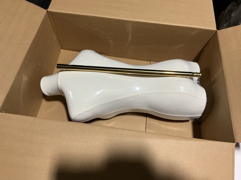 Condition photo showing Good Condition for SHAREWIN Female Mannequin Torso Women Dress Forms for Sewing Manicanequin Body High Stability Gold Metal Stand for Clothing Dress Jewelry Display Adjustable Height 50”-70” Thin Body