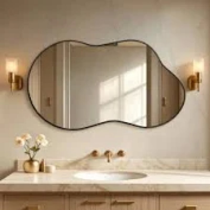 Agnete Irregular Metal Wall Mirror Asymmetrical Accent Mirror for Bathroom