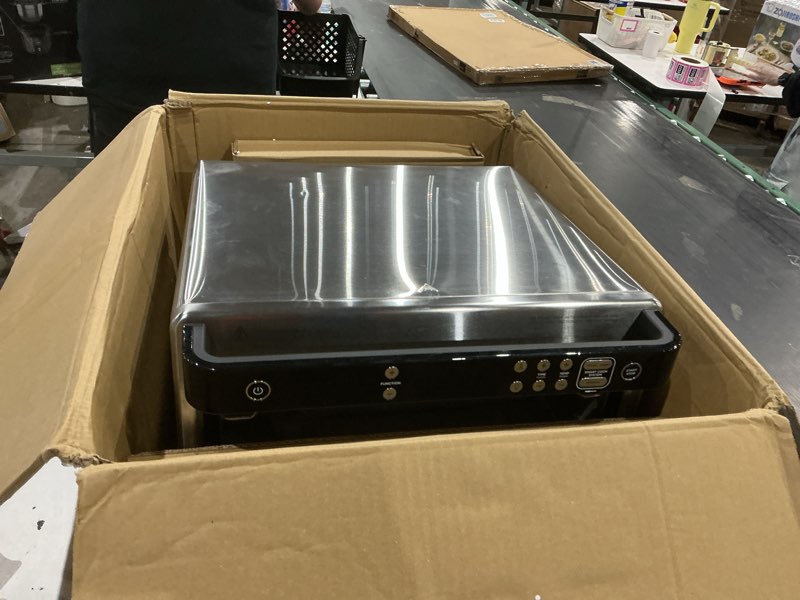 Condition photo showing As Is for ninja dt251 foodi 10-in-1 smart xl air fry oven, bake, broil, toast, roast, digital toaster, thermometer, true surround convection up to 450°f, includes 6 trays & recipe guide, silver