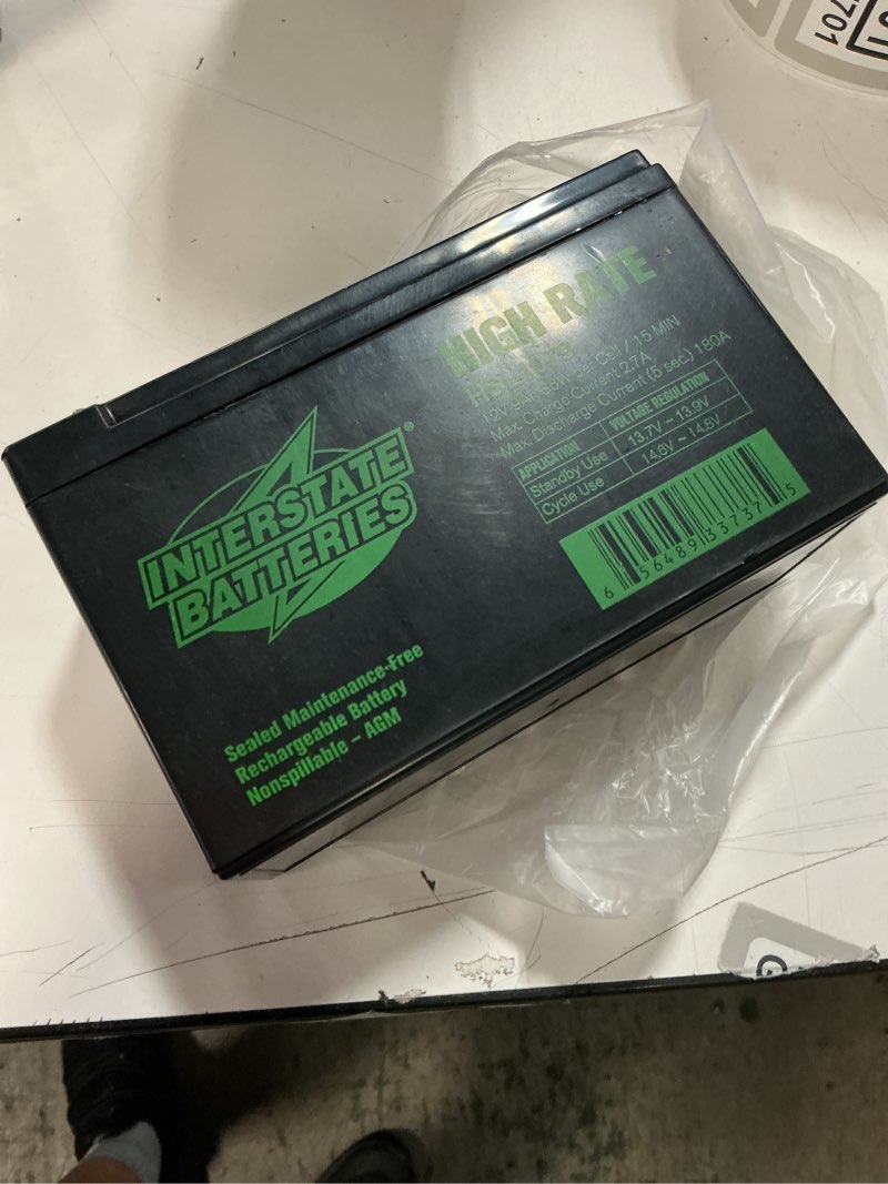 Condition photo showing As Is for Interstate Batteries 12V 9Ah High Rate Battery (F2 Terminal) SLA AGM VRLA Rechargeable Replacement for APC Smart-UPS, UPS Back Up Systems, Security, Medical Devices (HSL1079)