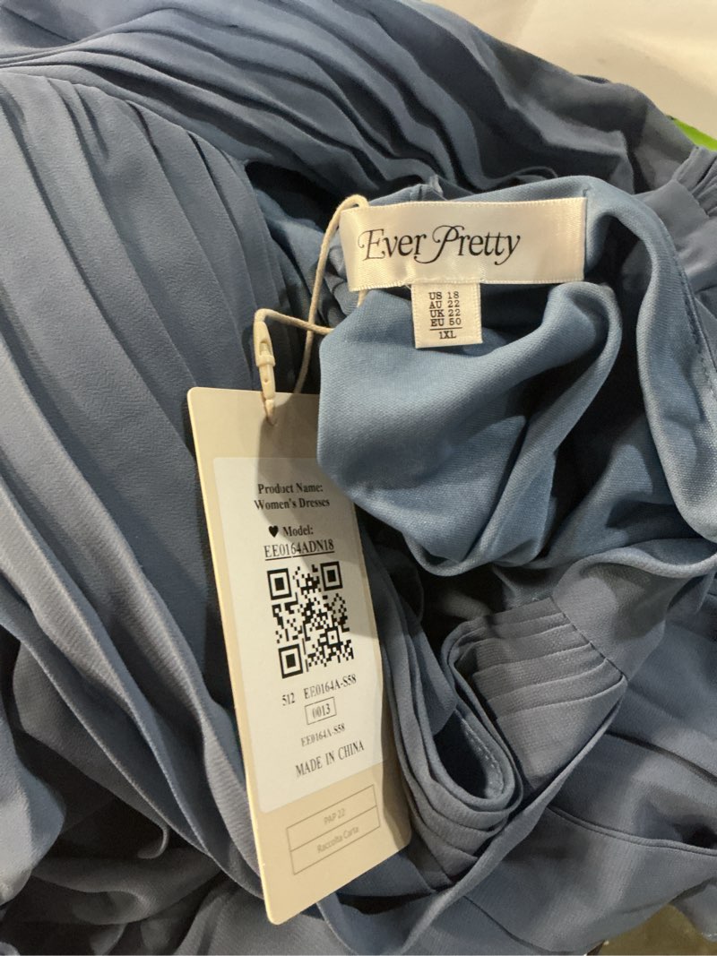 Condition photo showing Good Condition for a line wholesale evening dresses with deep v neck ruffles sleeves (size 1xl )