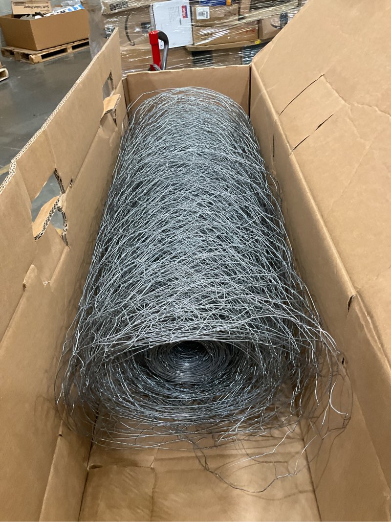 Condition photo showing As Is for yardgard 2 inch poultry netting, chicken wire fence, 20 gauge galvanized steel, rabbit fencing, bird enclosures, garden protection and plant support, 24 inches x 150 feet legacy