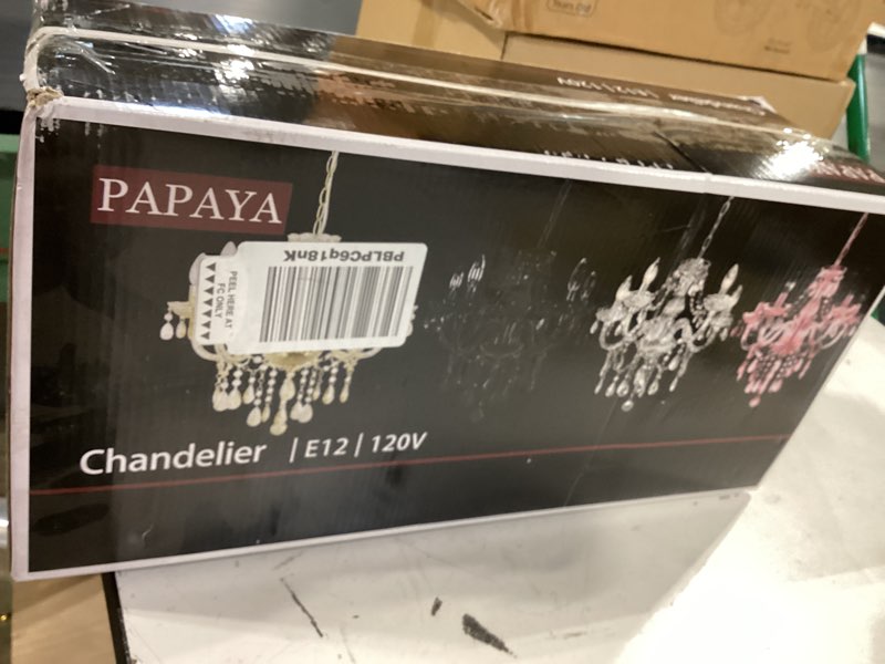 Condition photo showing As Is for papaya 3 tiers modern sparkling acrylic beaded hanging chandelier shade | w10.3x h30", beads pendant shade, crystal, for wedding party event home decoration clear-shade-2