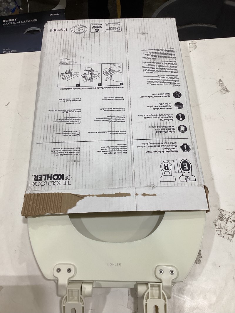 Condition photo showing Good Condition for KOHLER 20454-96 Ridgewood Elongated Soft Close Toilet Seat, Quiet Close, Wood Toilet Seat, Home Essentials, Biscuit Biscuit Toilet Seat