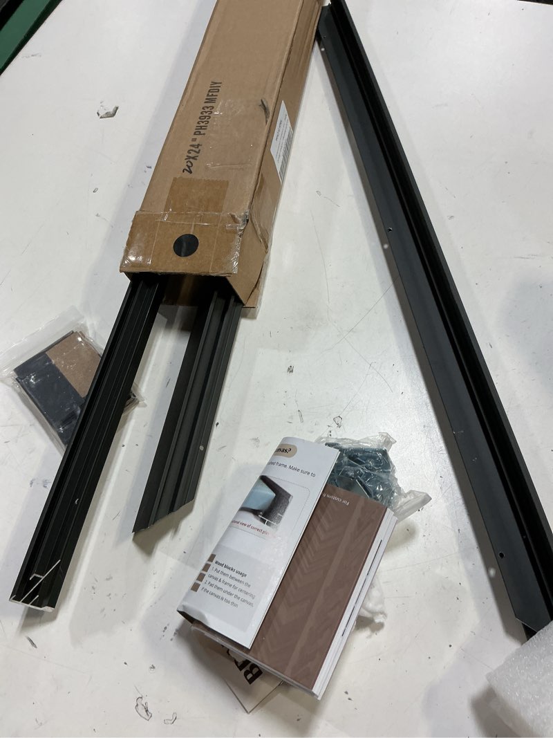 Condition photo showing Good Condition for floating canvas frame for 20x24 canvas paintings with 5/6" deep, diy metal floater frames for oil paintings portrait landscape dining room kitchen wall art decor (black) 20x24" black