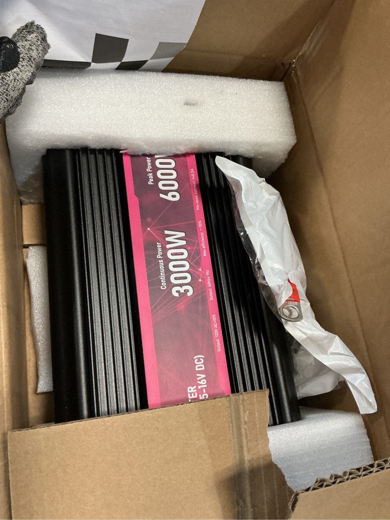 Condition photo showing Good Condition for 3000W Power Inverter,12V DC to AC 110V120V Peak Power 6000W with 2AC Outlets and 2.4USB Port,LCD Display Car Inverter for Power Converter Outdoor Activities,Emergency,Vehicles Truck RV Solar System