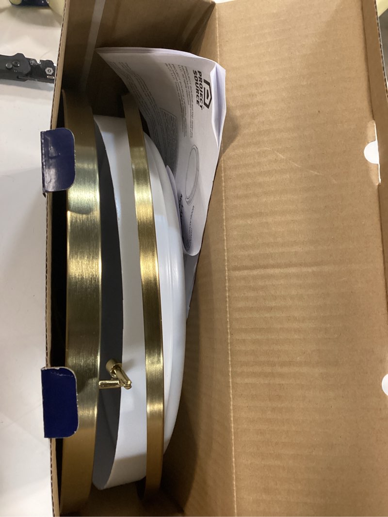 Condition photo showing As Is for project source 1 -light 14-in matte gold integrated led flush mount light