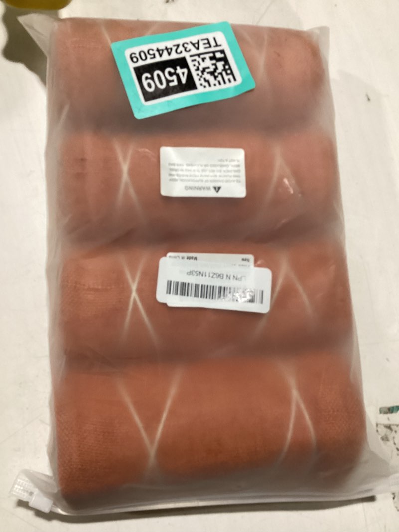 Condition photo showing Good Condition for set of 4 soft textured decorative throw pillow covers 18x18 inch cozy farmhouse cushion cover square accent pillow cases for bed couch sofa living room, burnt orange burnt orange 18" x 18" (pack of 4)