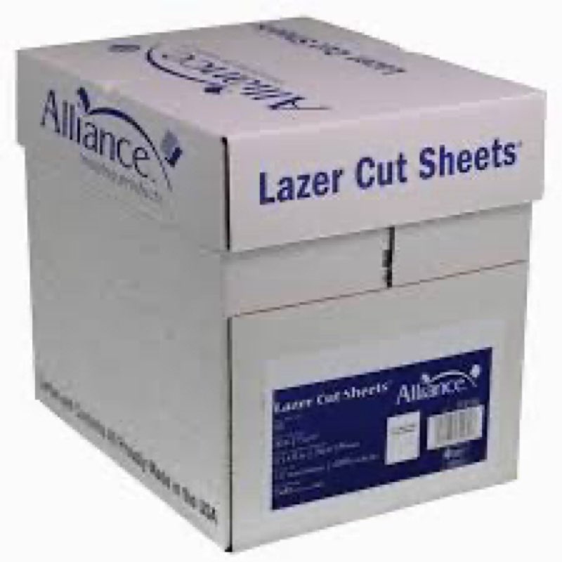 perforated paper alliance laser cut sheet 8.5" x 11" perforated 3.5" from bottom 2500 sheets per carton 2,500 sheets 3.5 from bottom