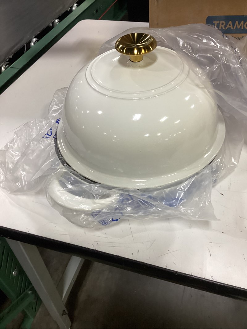 Condition photo showing Good Condition for cast iron dutch oven for bread baking – dutch oven pot for sourdough bread baking – cast iron bread pot – dark white