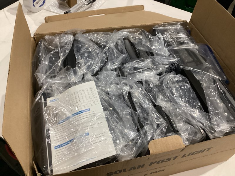 Condition photo showing Good Condition for Solar Post Cap Lights with 8 RGB Solid Colors & Color Changing, 8 Pack Fence Post Solar Lights for Garden Patio Porch, Waterproof Deck Post Lights for 4x4 5x5 6x6 Vinyl/Wooden Posts, Black Black-RGB 8 Pack