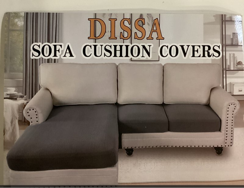 DISSA Waterproof Couch Cushion Covers, Washable Sofa Cushion Covers, Stretch Sofa Slipcovers, Thick Jacquard Fabric, Couch Covers for 3 Cushion Couch Sofa Pet Friendly(3PCs Sofa Cushion, Navy) Navy 3-pieces (Different stock color)