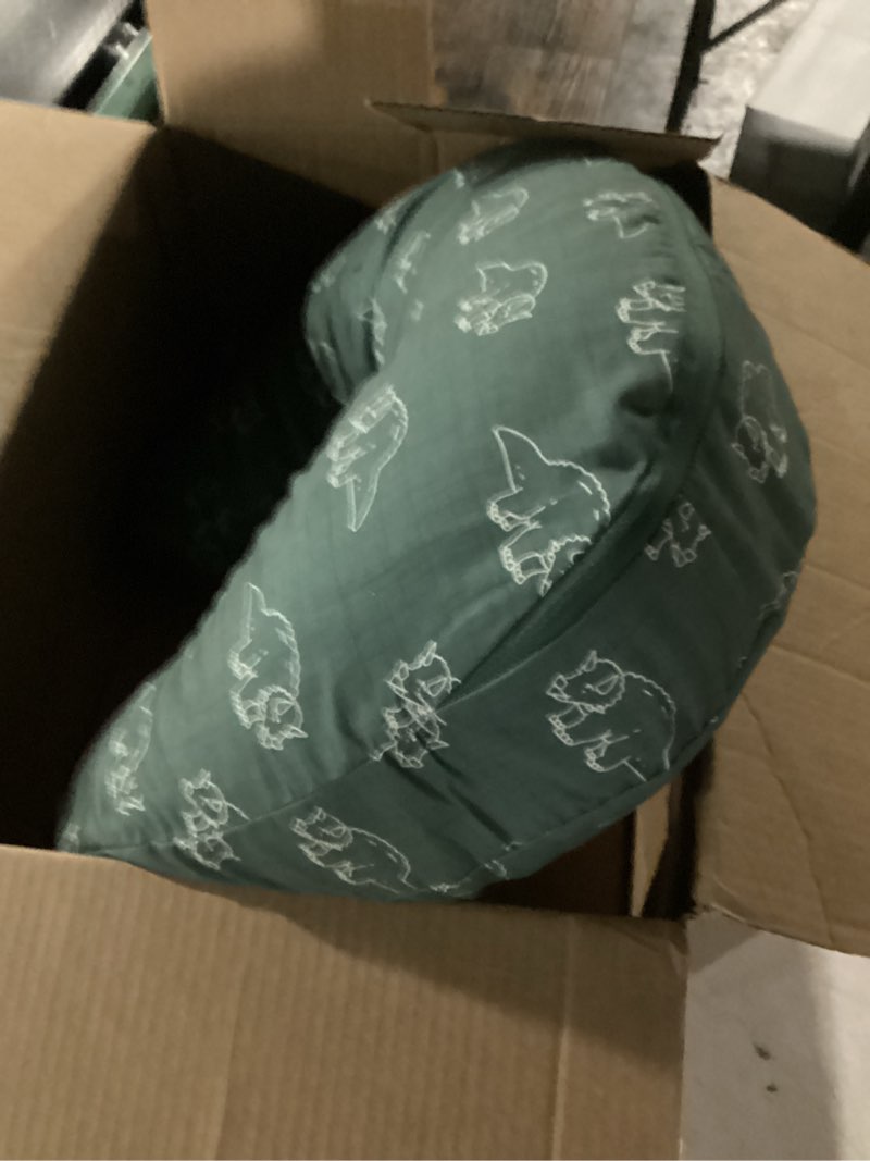 Condition photo showing Good Condition for Boppy Nursing Pillow - Firm, Ergonomic U-Shaped Bottle and Breastfeeding Pillow with High Lift for Comfort and Support, Spacious Surface - Forest Green Dinos New Nursing Pillow Forest Green Dinos