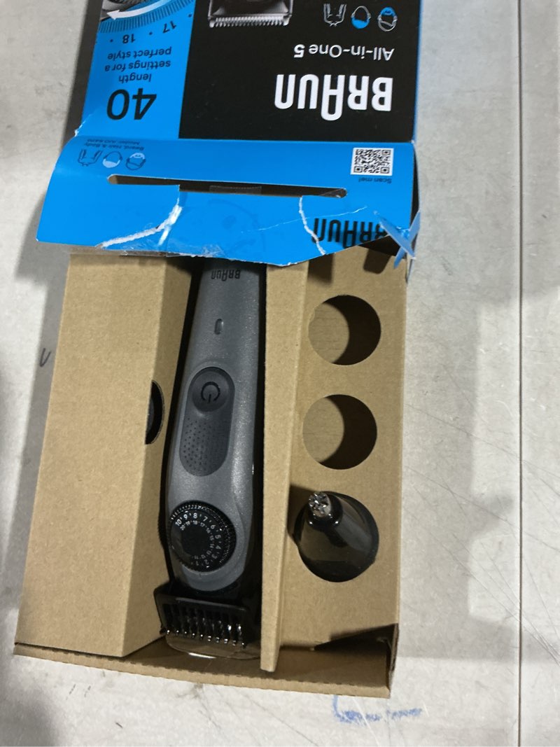 Condition photo showing As Is for Braun All-in-One Style Kit Series 5 5470, 9-in-1 Trimmer for Men w/Beard Trimmer, Body Trimmer for Manscaping, Gillette Fusion5 ProGlide Razor, 40 Length Settings, Rechargeable Battery, Cordless Black 9 Piece Set