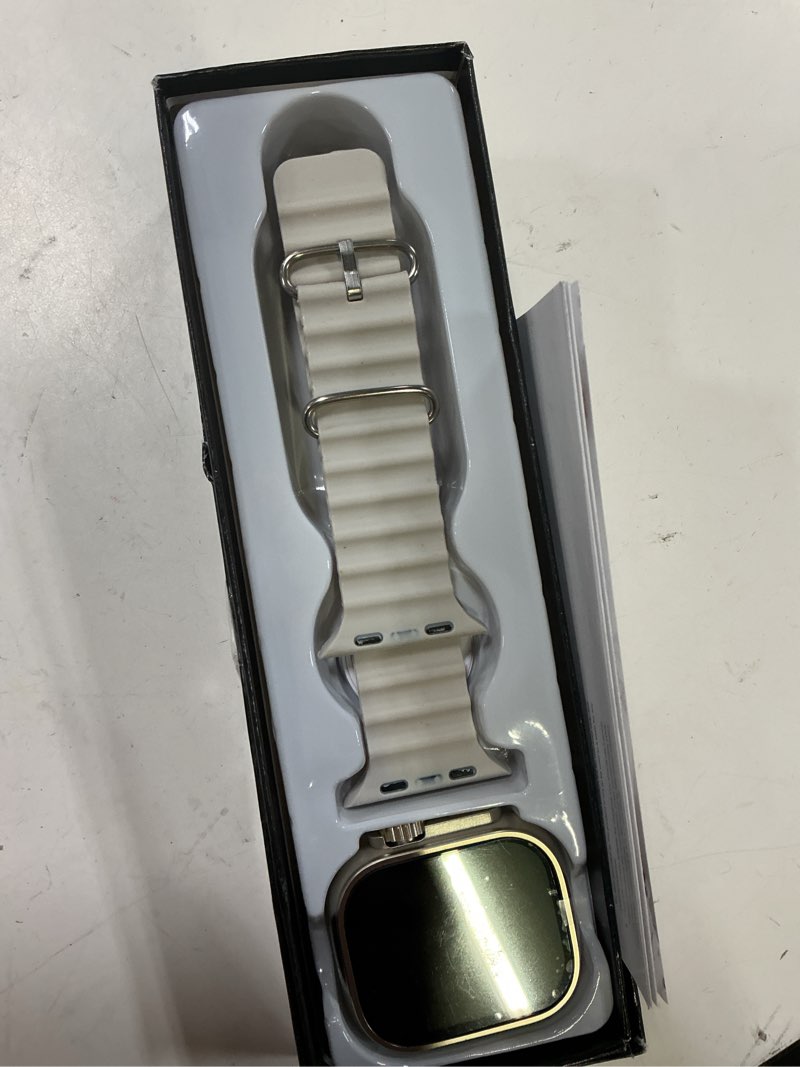 Condition photo showing As Is for t900 ultra smart watch with orange strap, bluetooth connectivity, fitness tracking, 2.09 hd display
