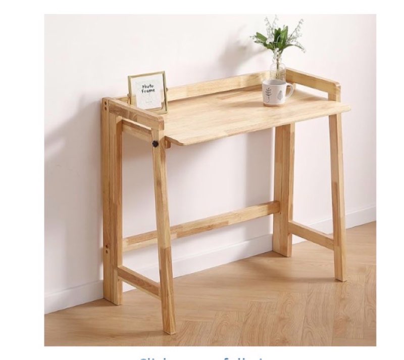 Solid Wood Folding Desk Mid Century Modern Desk, Small 31.5'' Foldable Writing Computer Desk for Home Office, Simple Study Makeup Workstation, Wooden Study Office Desk Table for Small Spaces, natural  31.5 inches natural  Color