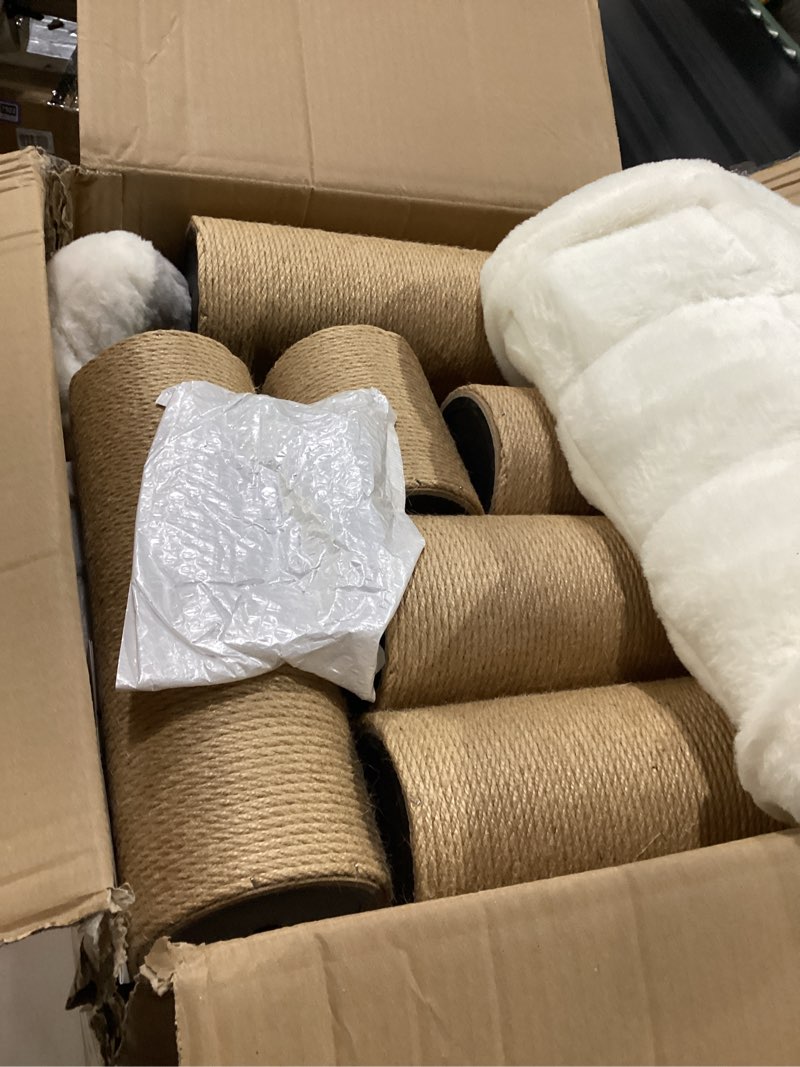 Condition photo showing New/Like New for aechonow floor to ceiling cat tree for large cats, tall cat tower with scratching post, adjustable height(82-122 in), large condo cave bed hammock for indoor cats, wood whole tree