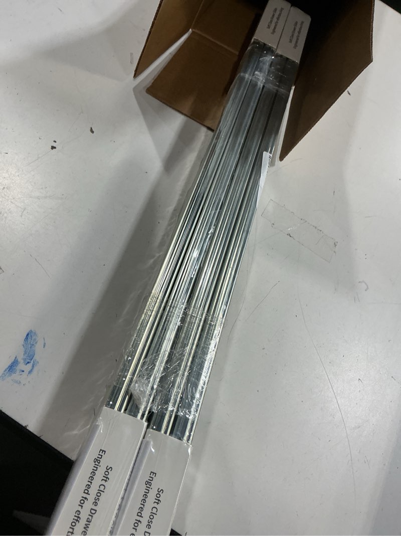 Condition photo showing Good Condition for 2 Pairs | Soft Close Drawer Slides 22 inch, HBL’ Heavy Duty Cabinet Drawer Slides Replacement - Ball Bearing Full Extension, 200 LB Capacity, Made of Cold-Rolled Steel, Rust-Resistant & Long-Lasting. 22" Drawer Slide 2 Pairs Black