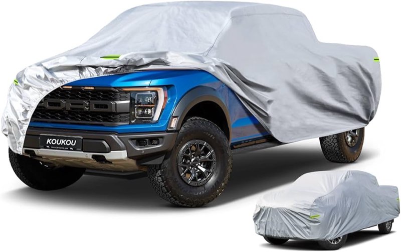 Truck Cover Waterproof All Weather, 6 Layers Pickup Cover Fit for Toyota Tacoma, Ford Ranger, Chevro
