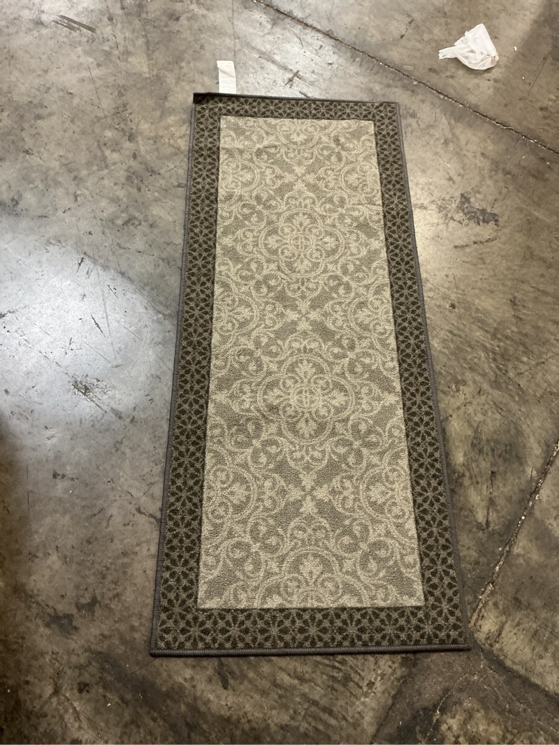 Condition photo showing As Is for derbent grey 2 ft. x 5 ft. rectangle indoor runner rug