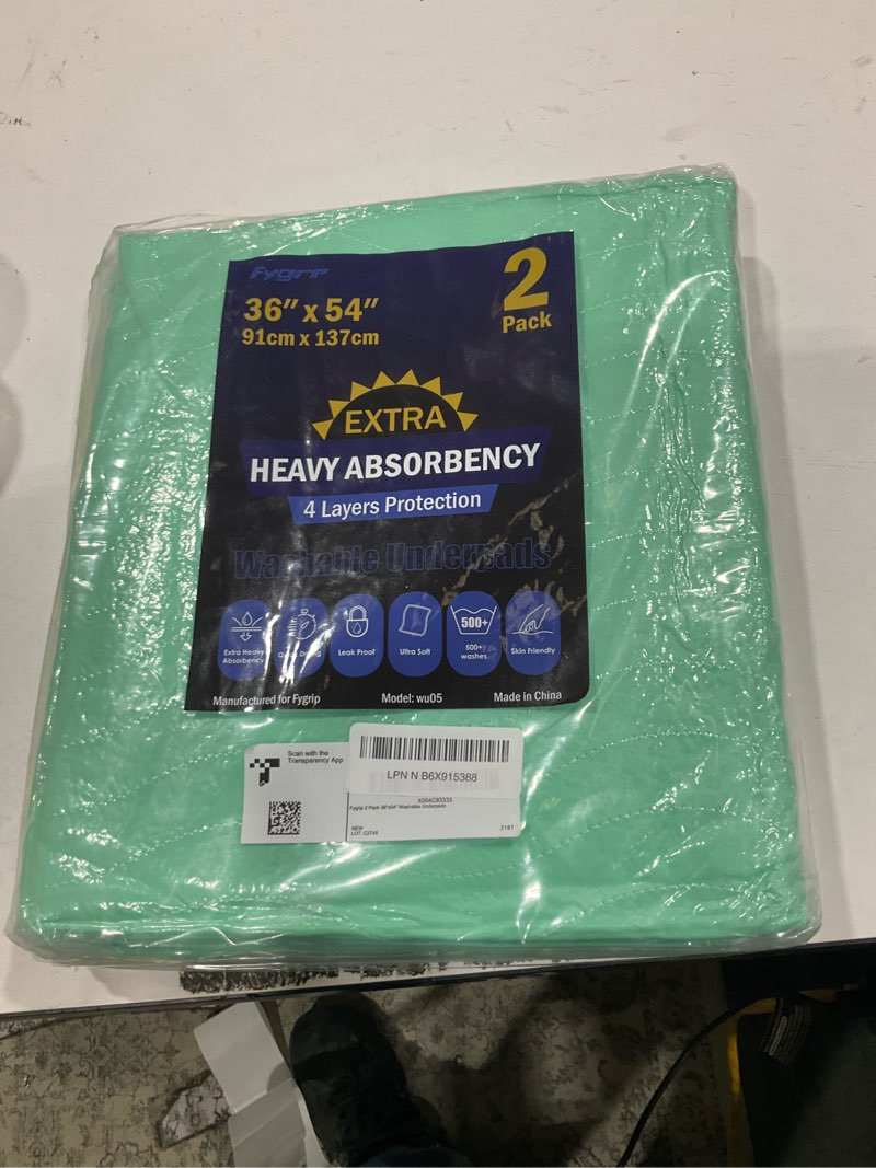 Condition photo showing Good Condition for 2 Pack 36” x 54” Extra Heavy Absorbency Washable Underpads, Waterproof Nursing Pads Incontinence Bed Pads, Reusable Washable Pee Pads for Dogs, Diaper Changing & Adults, Mattress Protector 2 Pack - 36" x 54"