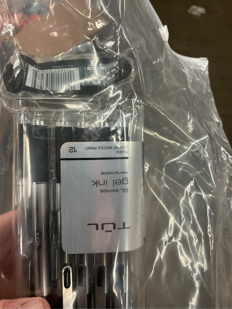 Condition photo showing As Is for tul gl1 retractable gel pen, needle point, 0.5 mm, gray barrel, black ink, pack of 12 (missing 2 pens)